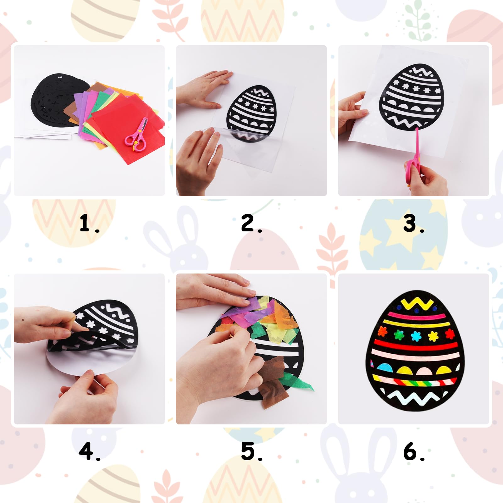 Kit Fai-da-te Pasqua Per Bambini – 12 Uova Da Decorare, Adesivi, Forbici E 32 Carte Colorate Per Finestre