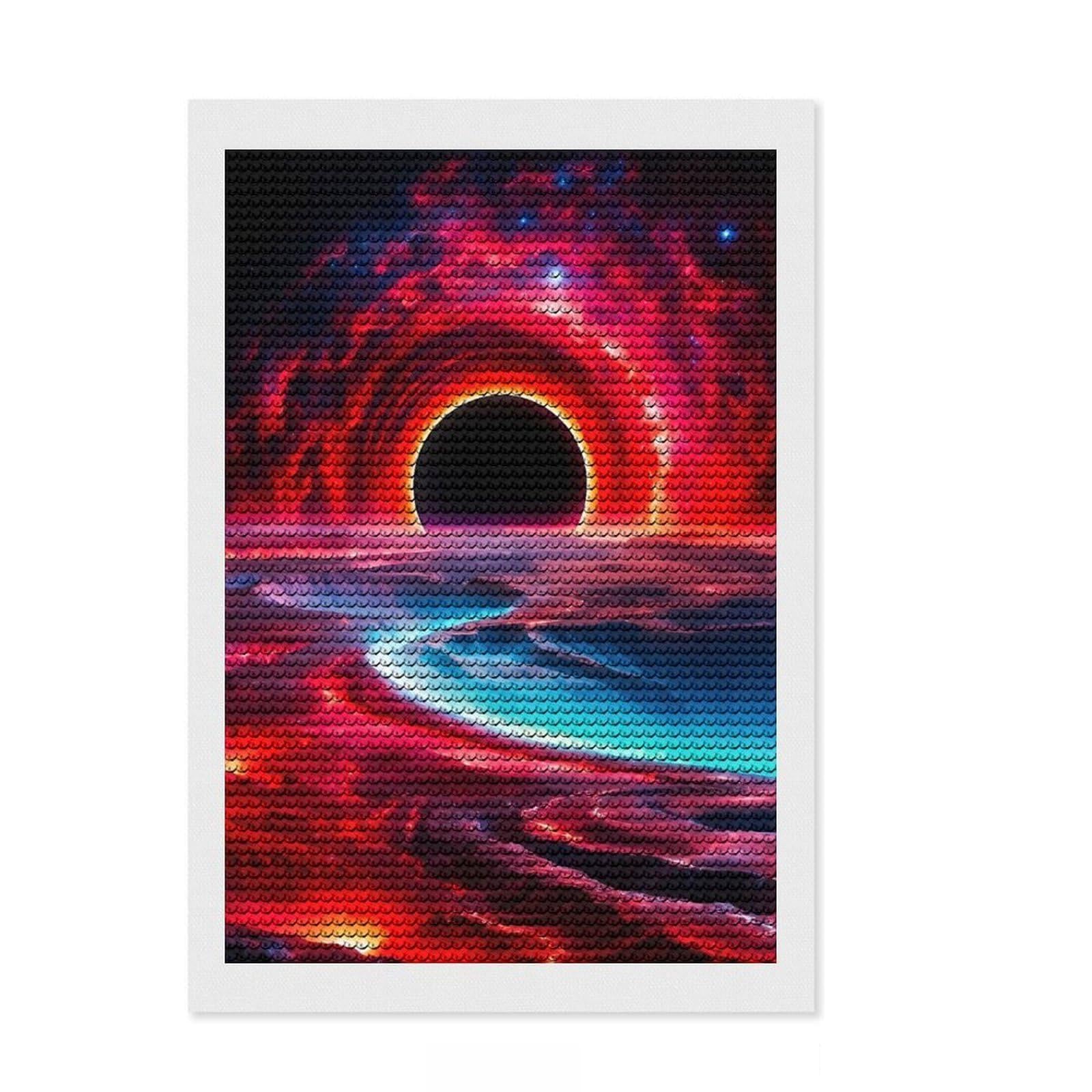 Junmoney Hell Diamond Art Kit 8"x12", Fun Craft Experience, Finish and Display, Office Decor, for Craft Lovers, Printed Canvas