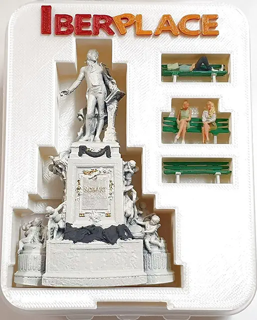 H0 Maßstab Mozart-Statue & Figuren Set für Modelleisenbahn Deko