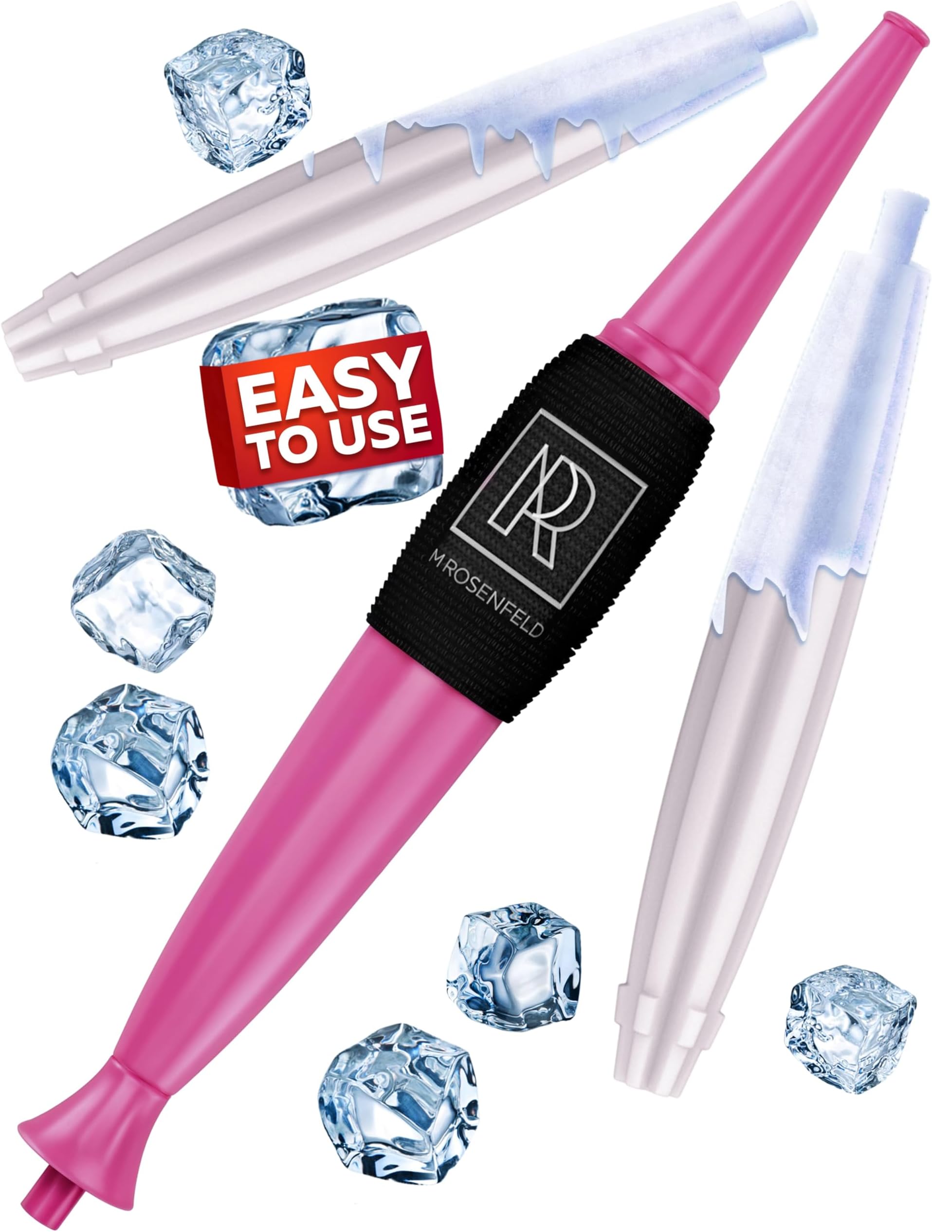 Premium Ice Pipe Hookah Hose - Pink Ice Hookah Set - 2 Reinforced Cooling Packs & Soft Grip - Hose Hookah Mouth Tips - Hooka Mouthpiece Accessory Set Cooling pad