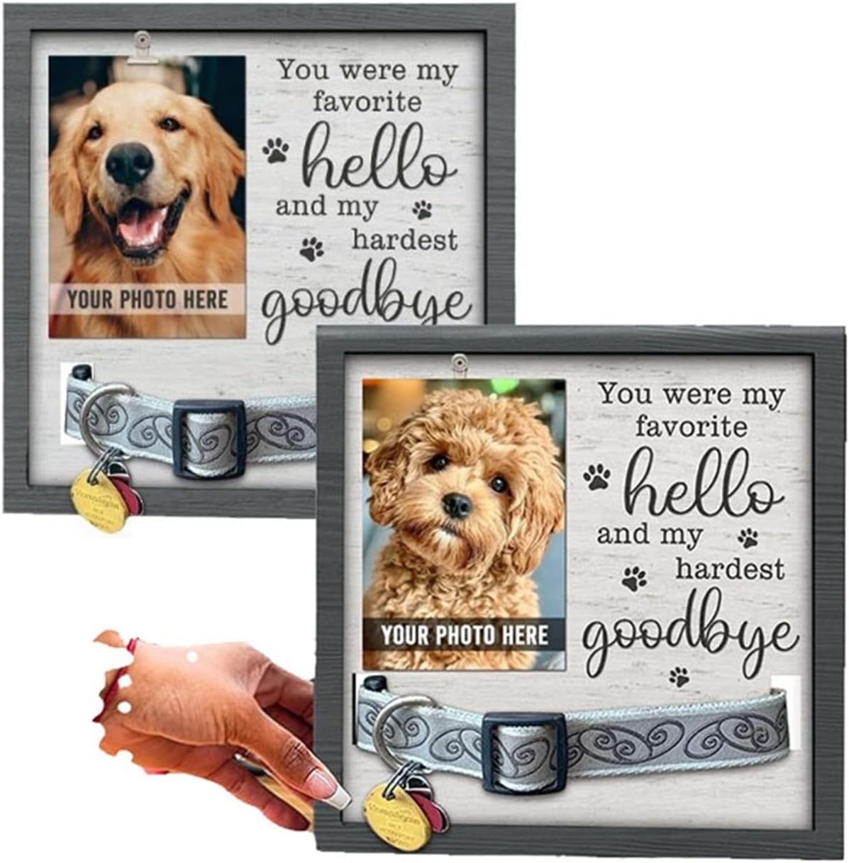 Pet Commemorate Picture Frame, Home Decoration High Definition Dog Cat Photo Frame Sturdy Durable Desk Top Crafts, 2 Pieces