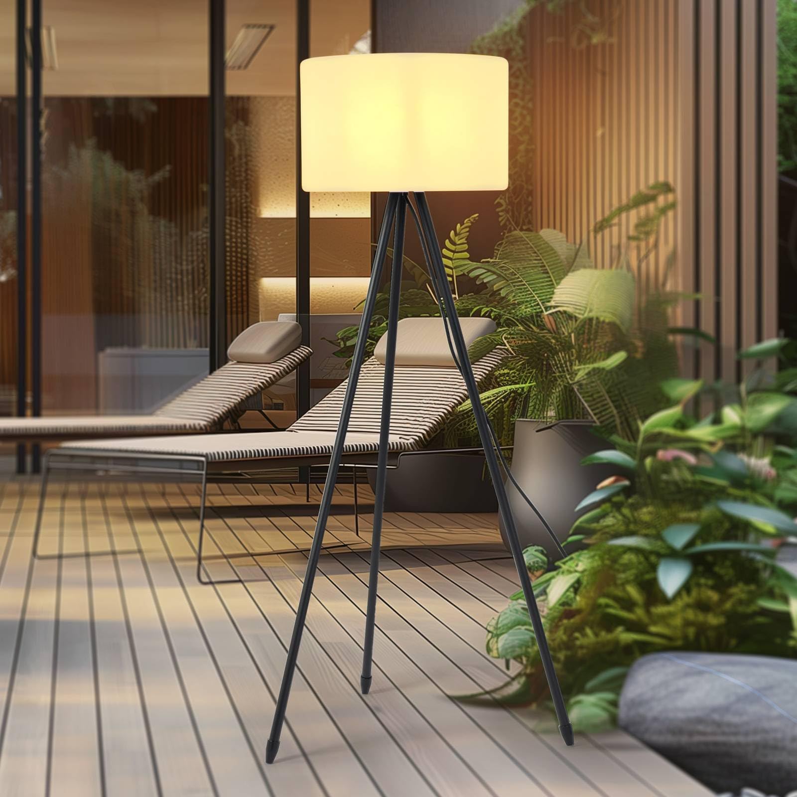 Lucande Dreibein Stehlampe Terrassenlampe, Stehleuchte Terrassenleuchte IP65 Außenleuchte mit Strom 1x E27 ohne Leuchtmittel Gartenlampe Outdoorstehlampe