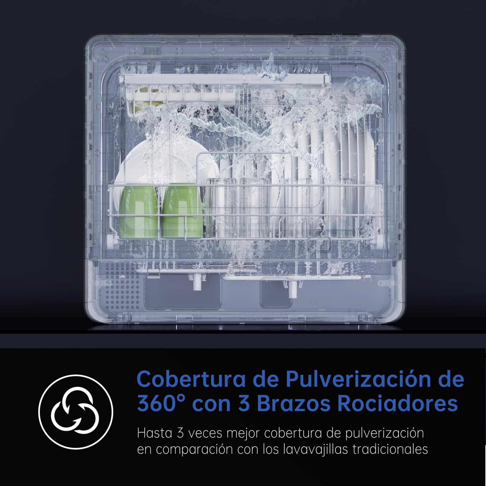 AIRMSEN Lavavajillas Portátil Pequeño con 7+2 Programas, Función de Sal Absoftante Depósito de 5L Control Táctil y Pantalla LED, Para Cocinas, Apartamentos y Dormitorios, Blanco