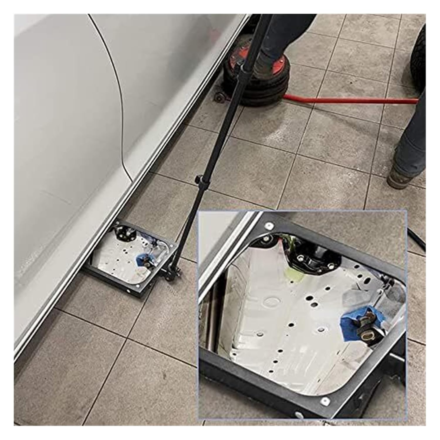 Under Vehicle Inspection Mirror, Square Acrylic Vehicle Mirror with Wheels and Led Light, Extendable Inspection Mirror Adjustable