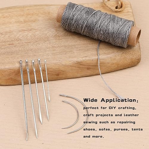 Miniatura 50 de Ftyiwu Hilo encerado, aguja de tapicería e hilo de 32 yardas con 7 agujas de coser a mano para tapicería del hogar, alfombra, lona, reparación