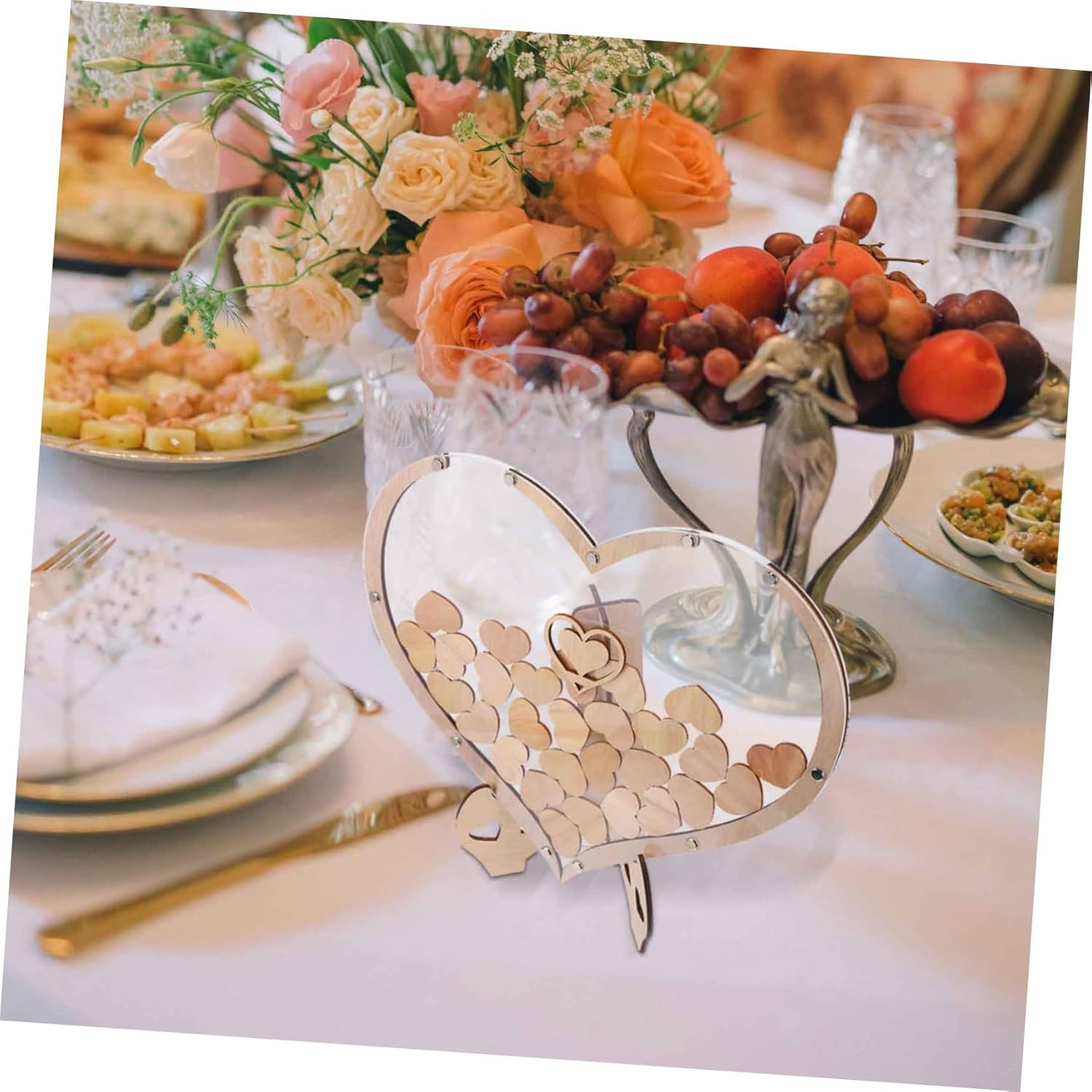 LIFKOME 1 Set Wooden Heart Guest Book Frame Unique Wedding Sign Book Table Decor Heart Shaped Design for Capturing Messages Meticulously Crafted for Celebrations and Home Decor