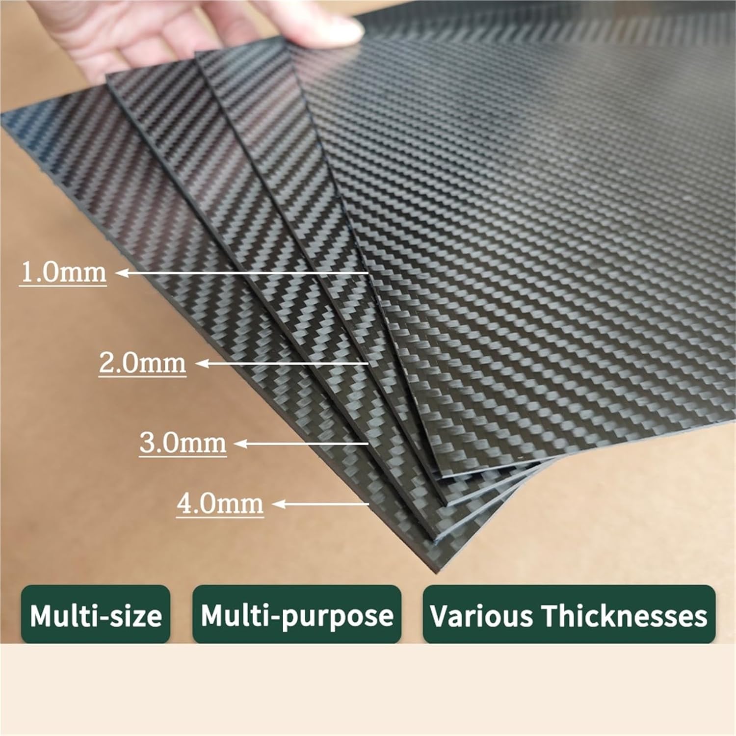 1PC 200x400mm 3K Pure Carbon Fiber Board Sheet High Hardness Composite Materials Laminate Plate Thickness 0.5-6mm(6.0mm Twill Matte)