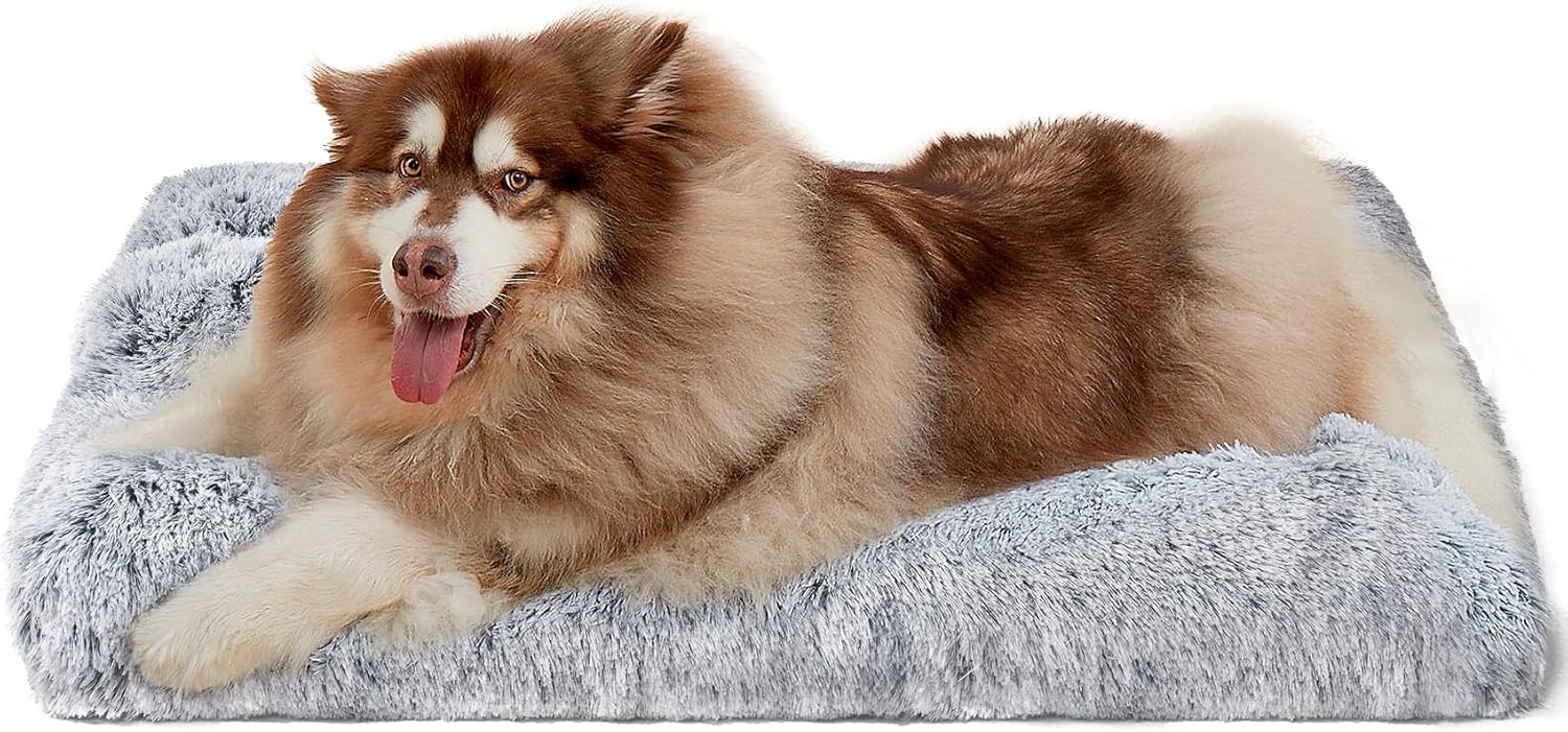 EHEYCIGA Fluffy XXL Dog Crate Pad, Plush Faux Fur Dog Bed