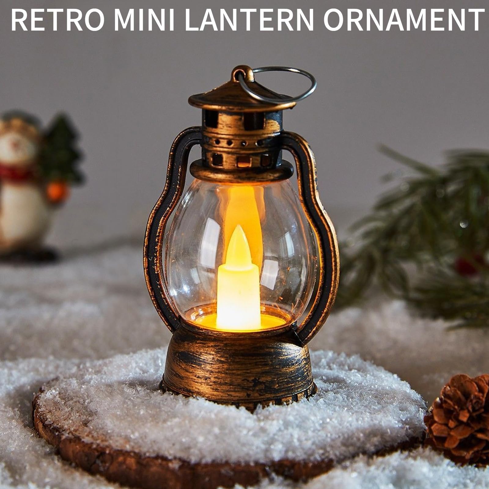 LUKIUP Mini Laterne LED – 8 Stück, Antik Bronze, 9 Cm Hoch, Mit Flackernder Kerze – Für Ramadan