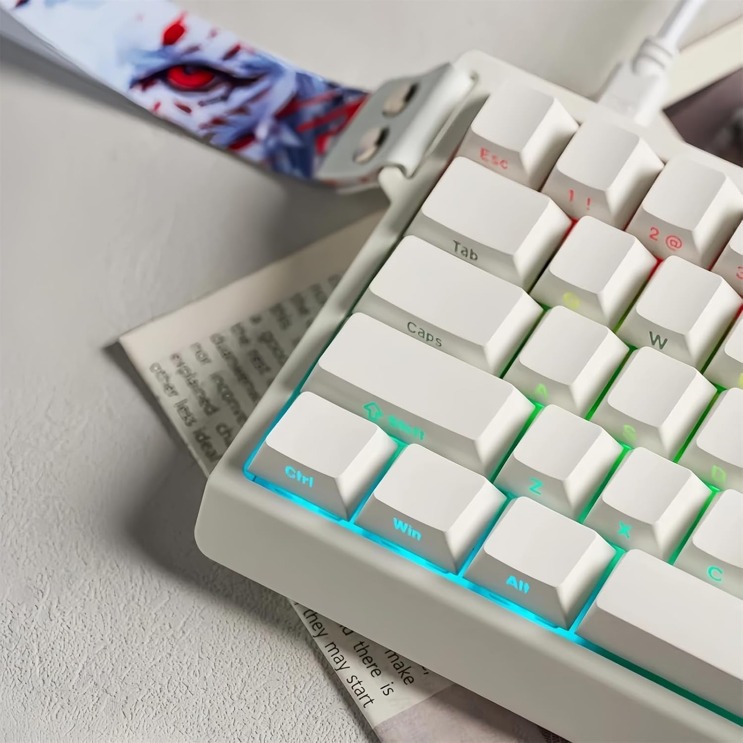 BOYI MADLIONS MAD60 HE RGB 60% Rapid Trigger Wired Magnetic Switch Gaming Keyboard,Adjustable Actuation Hall Effect Hyper-Fast Compact Mechanical Keyboard for PC/Mac Gamer (White)