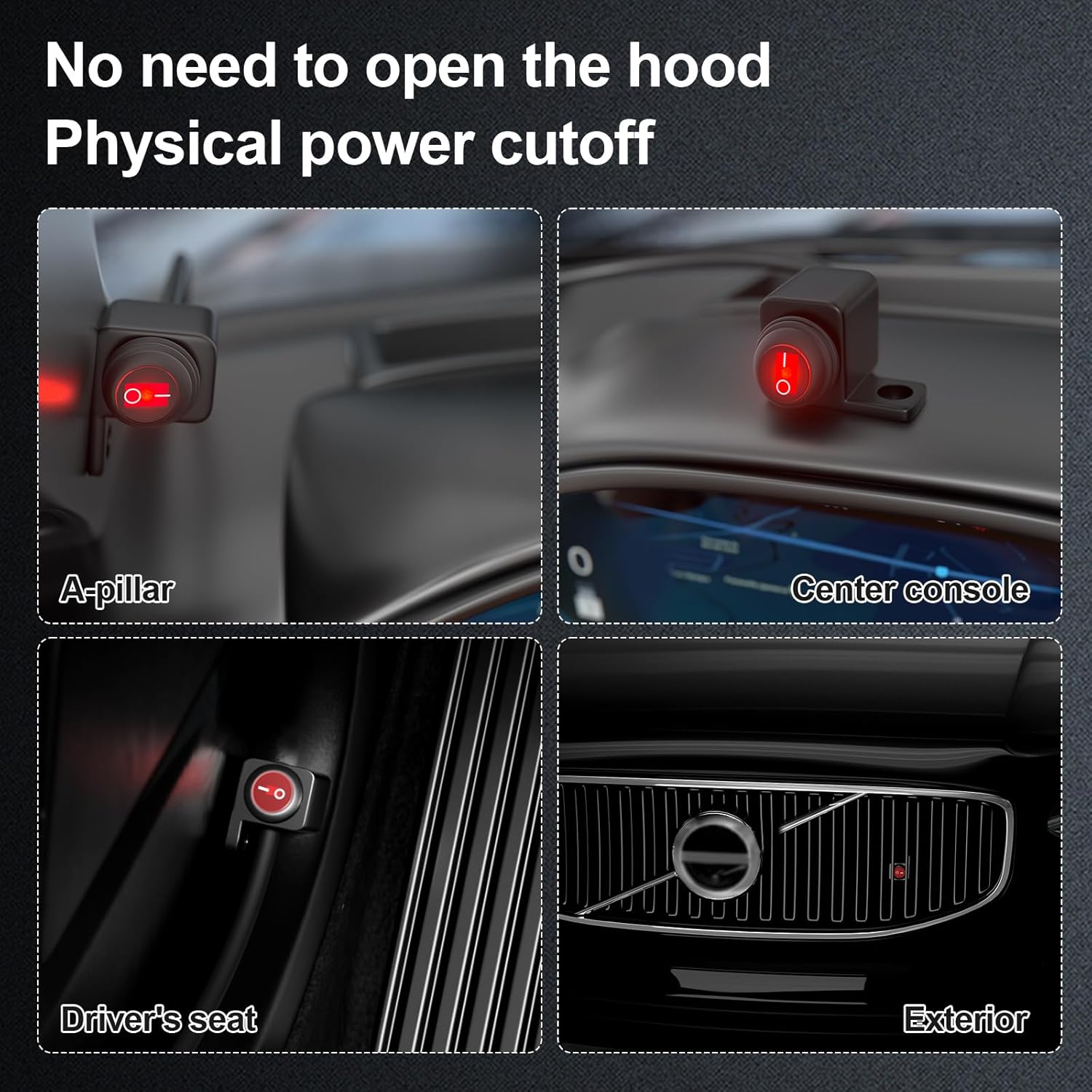 12V 250A Battery Disconnect Switch Kill Switch, Prevent Battery Drain for Car Truck RV, with Illuminated Round Rocker Switch, 9.84 FT Cable, in-Car Manual Cut-Off