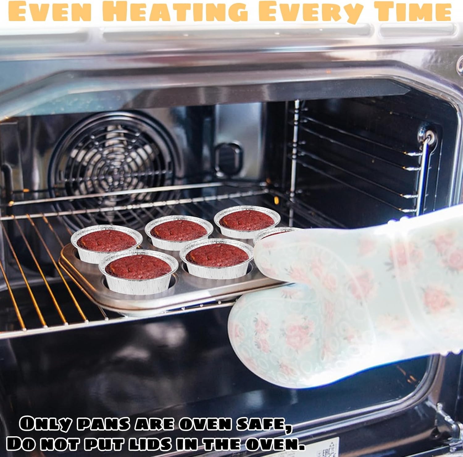 CYEAH 100 Set Aluminum Cups with Lids, 3.4 oz Mini Aluminum Foil Baking Cups, Disposable Ramekin Baking Cups Muffin Liners Mini Pie Pans, Foil Cupcake Containers for Pudding Muffin Dessert