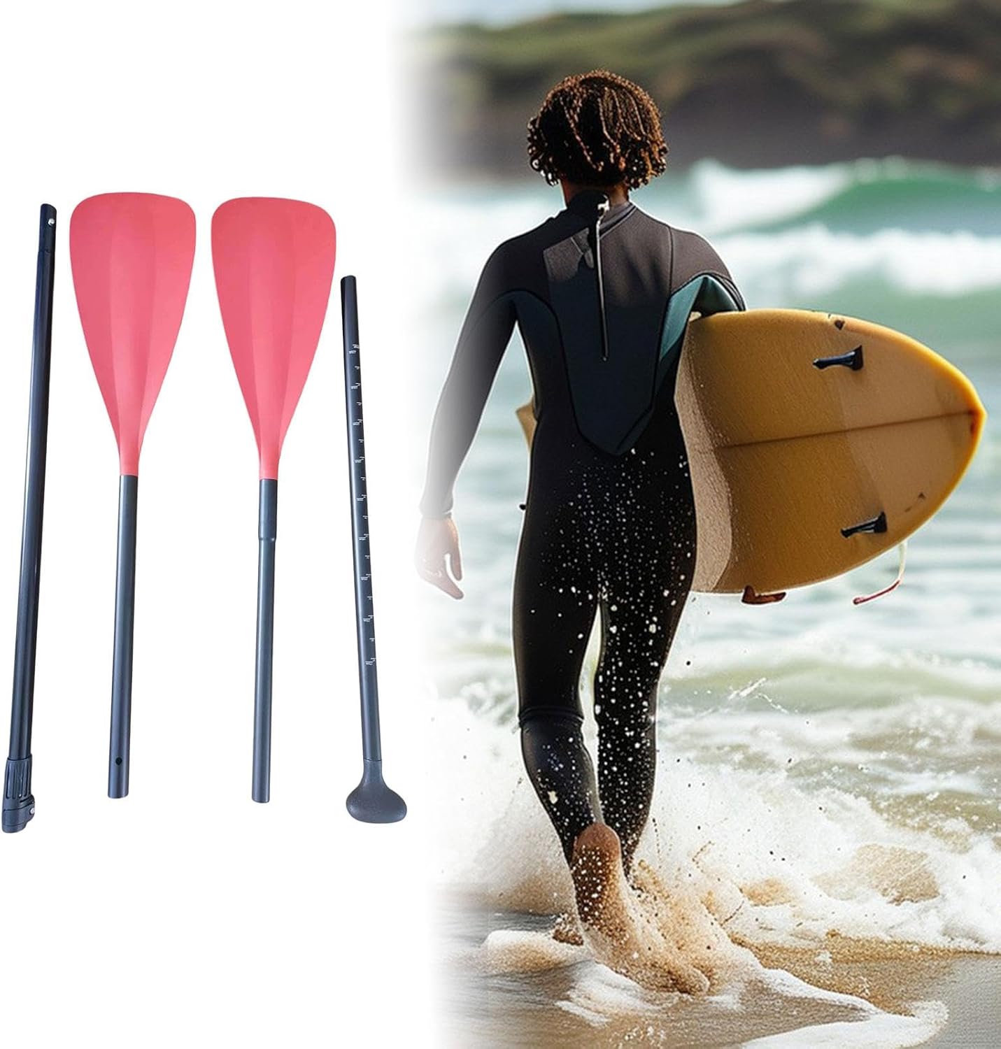 Kayak Paddle, Double Sided Canoe Paddle, Boat Paddle, Standup Paddle Board Paddle for Kayaking, Red