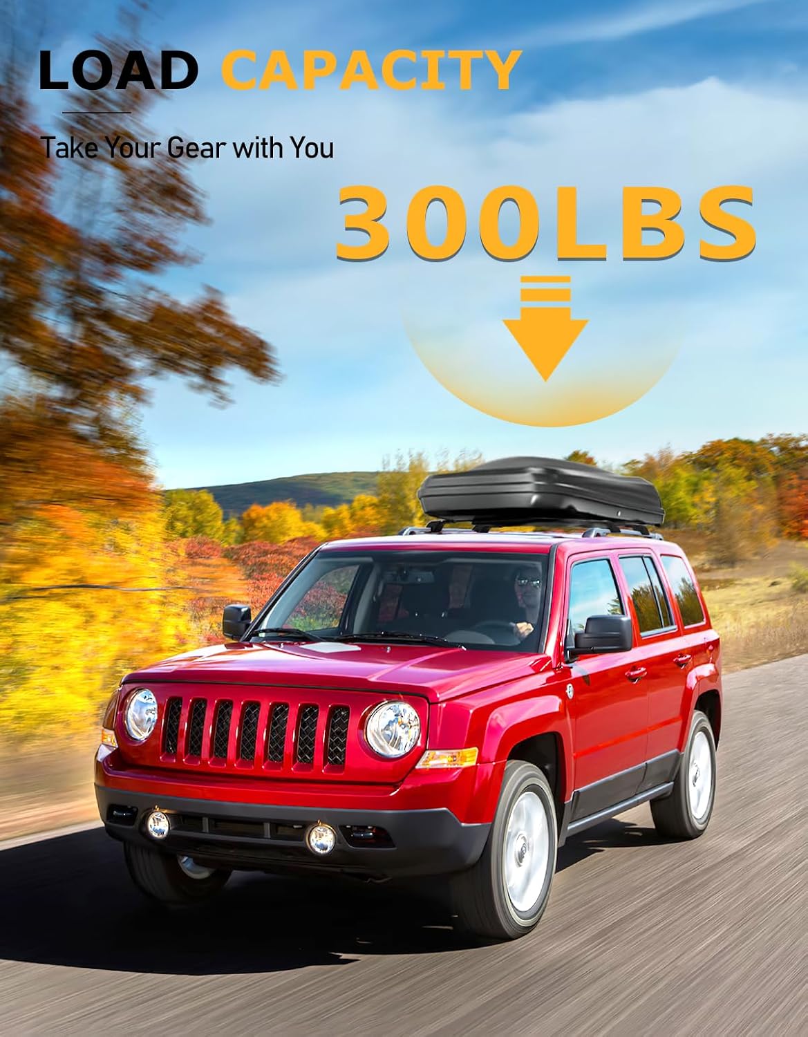 Tuyoung 300lbs Lockable Roof Rack Cross Bars Compatible with Jeep Patriot 2007-2017 with Raised Side Rails,Heavy Duty Anti-Theft Aluminum Roof Rails Crossbars Cargo Carrier Bag Black Bike