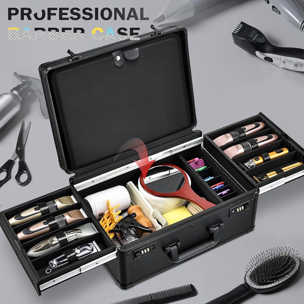 Amazon.com: Yueieoun Barber Case with Clippers Sliding Tray