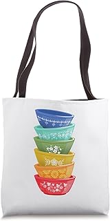 Vintage Pyrex Bowls, Rainbow, Retro Kitchen Tote Bag