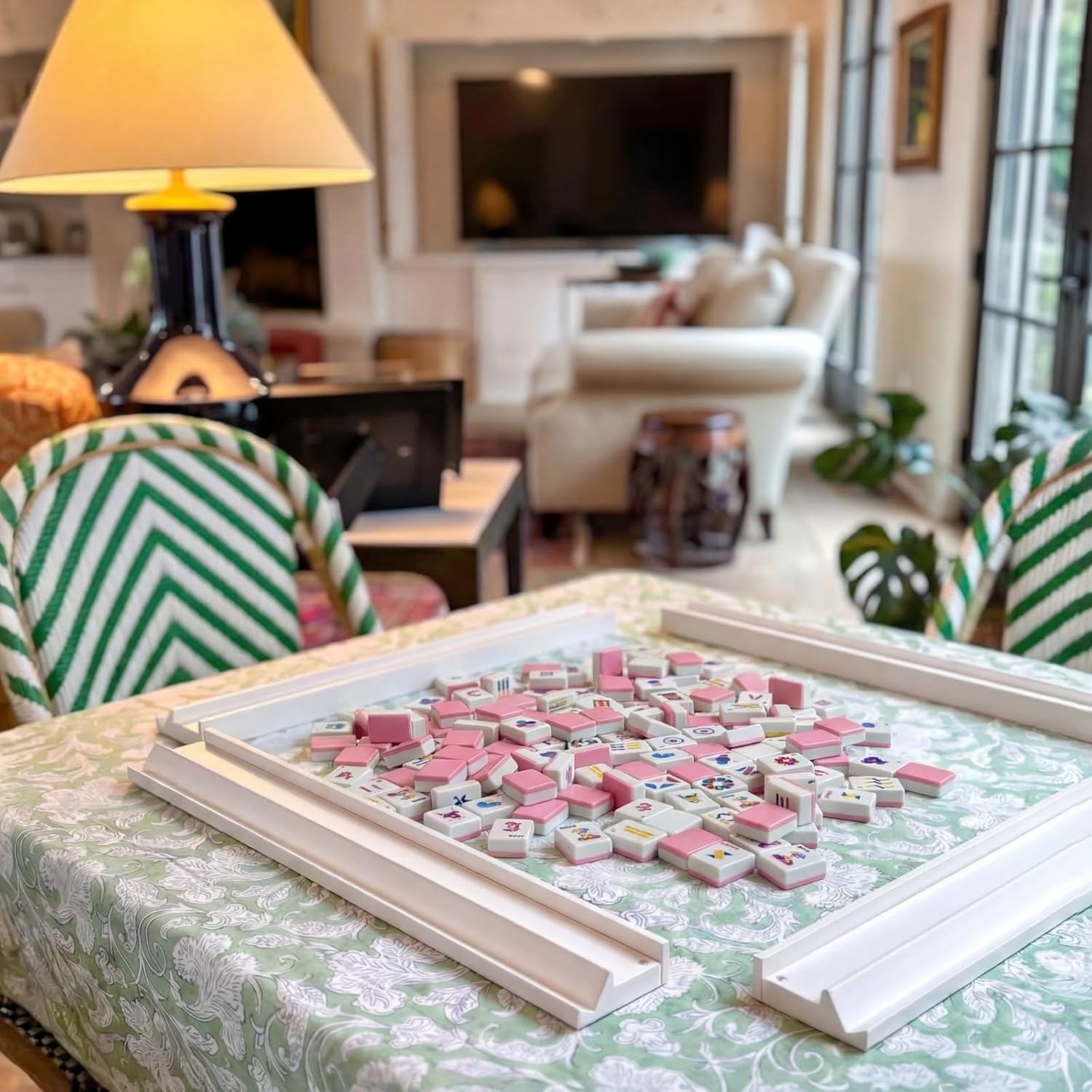 American Mahjong Tile Set Complete, 160 Pcs 1.2" Pink Travel Mahjong Game Set with Gift-Ready Storage Box, Tile Bag, Instructions & Accessories, Ideal Mah Jongg Beginner Gift