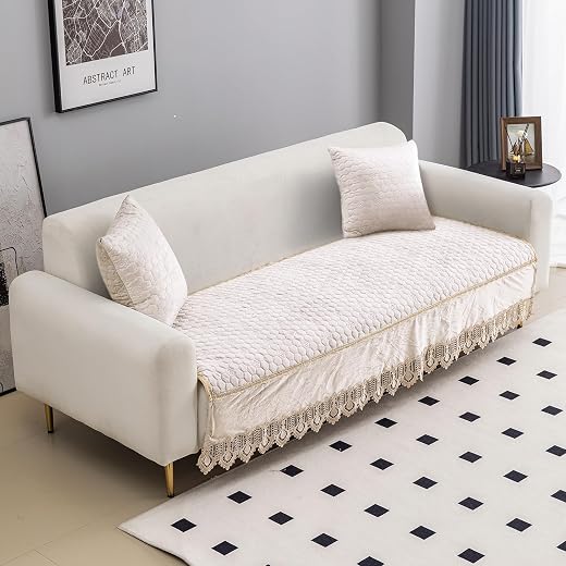 HOKIPO Premium Dutch Velvet Anti Slip Sofa Seat Mat for 3+2 Seater and 1/2/3 Seater Sofa. Make Your Own Sofa Cover Set, Ma...