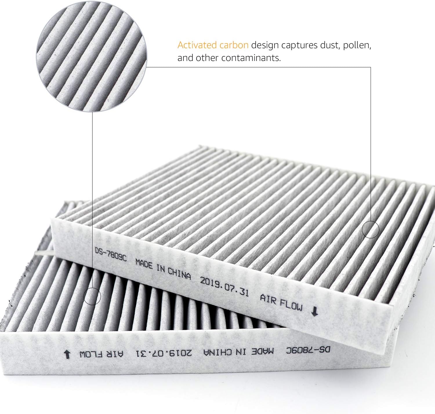 AmazonBasics Cabin Air Filter includes Activated Carbon and Backing Soda, CF10743 for Chrysler Town & Country, Nissan, Volkswagen, 1-Pack
