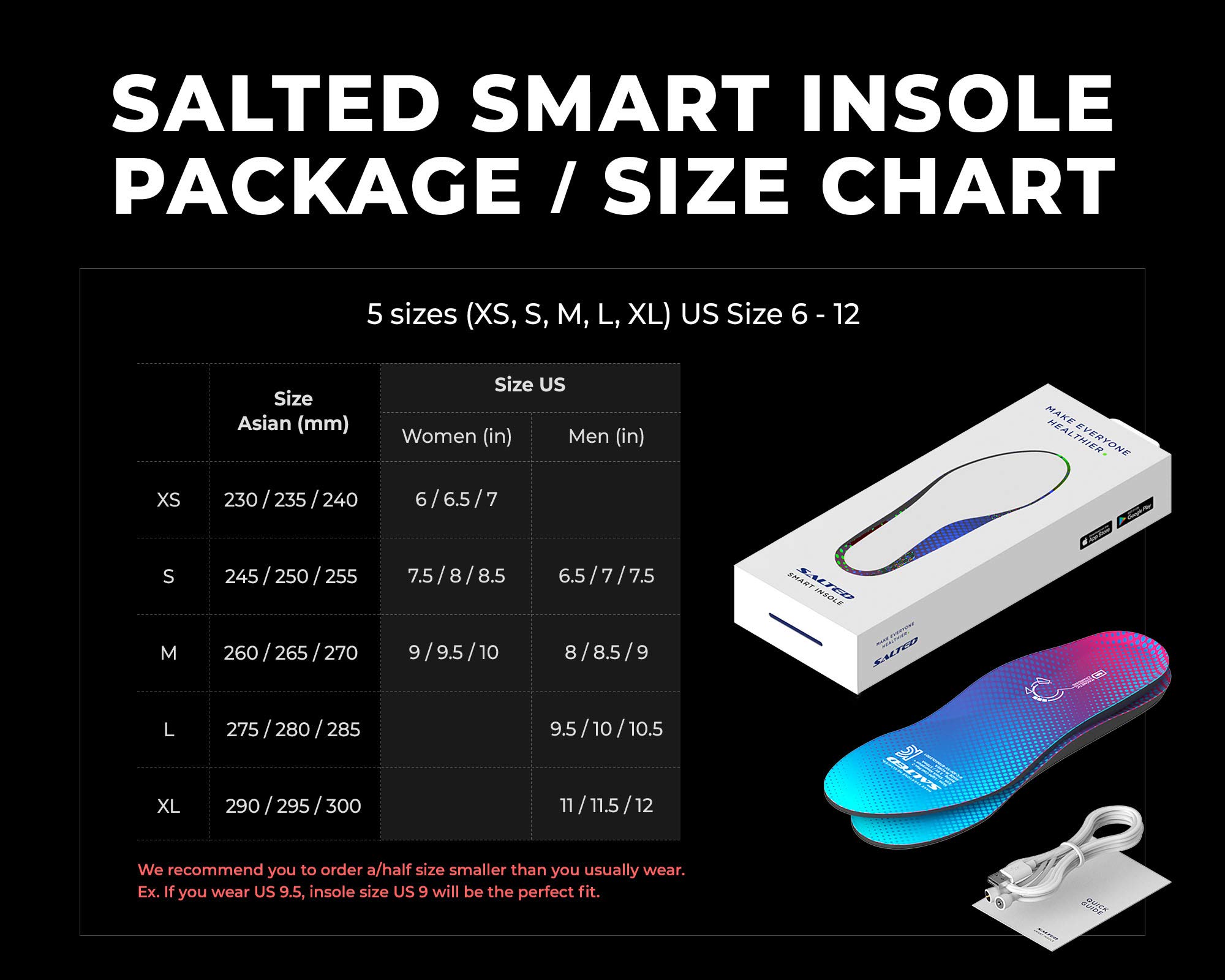 Salted Smart Insole - Golf (Series 1 - L) : Amazon.com.au: Sports