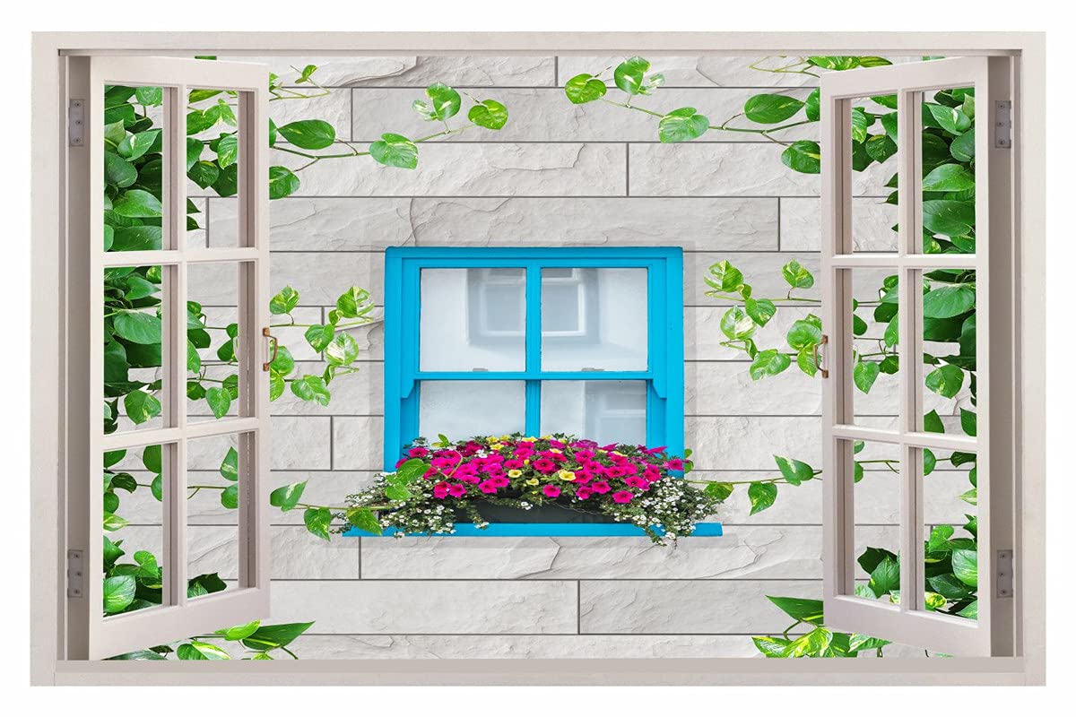 AY FASHION 3D Window Wall Stickers, PVC Self Adhesive Vinyl Wall Poster for Living Room, Hall, Play Room, Bedroom, Kitchen, Office_00135 (B099ZK7YDB) Amazon Price History, Amazon Price Tracker