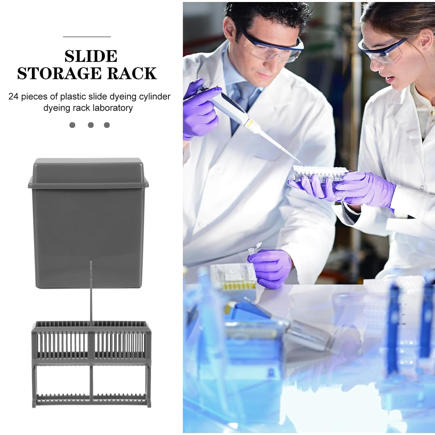Ipetboom 4sets Slot Plastic Slides Staining Rack Jar for Laboratory Use for Tissue Sample Staining and Storage Convenient Microscope Slide Holder for Histology and Cytology Applications