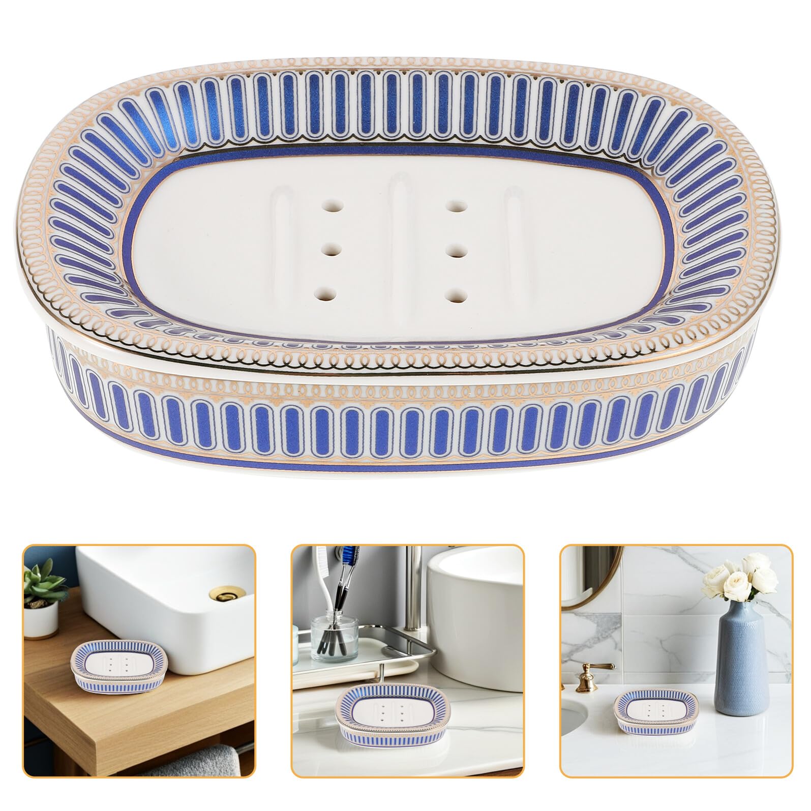 KOMBIUDA Hygienische Keramik Seifenschale mit Mehrstufigem Abflussdesign und Abnehmbarem Aufbau Stilvolle Seifenablage für Badezimmer und Küche Leicht zu Reinigen und Elegant