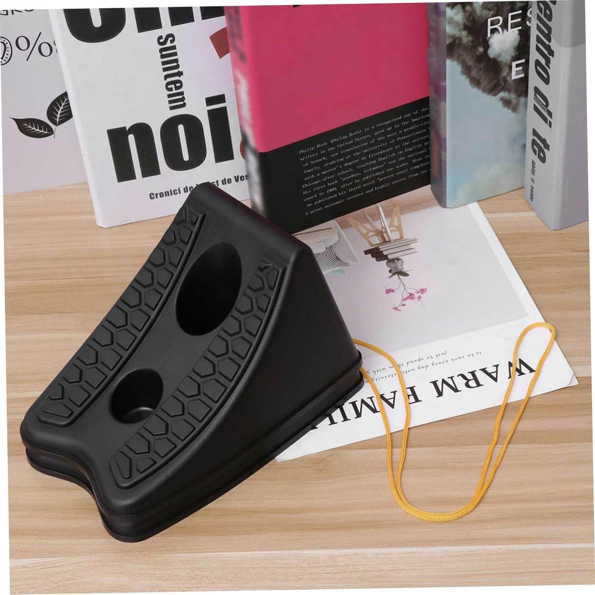 VOSAREA 2Pcs Car Wheel Chocks Slip Rubber Stop Blocks for Trailers Rvs and Cars Portable Tire Stopper with Excellent Compression Resistance and Black