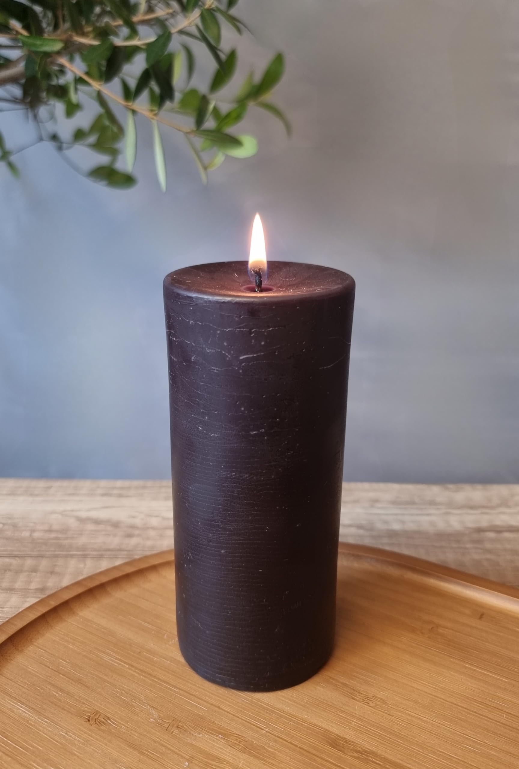 Glowing Bee Black Natural Handmade Pillar Beeswax Candle 390G 150X60mm - 60Hr Burn (1Pc) (Black)