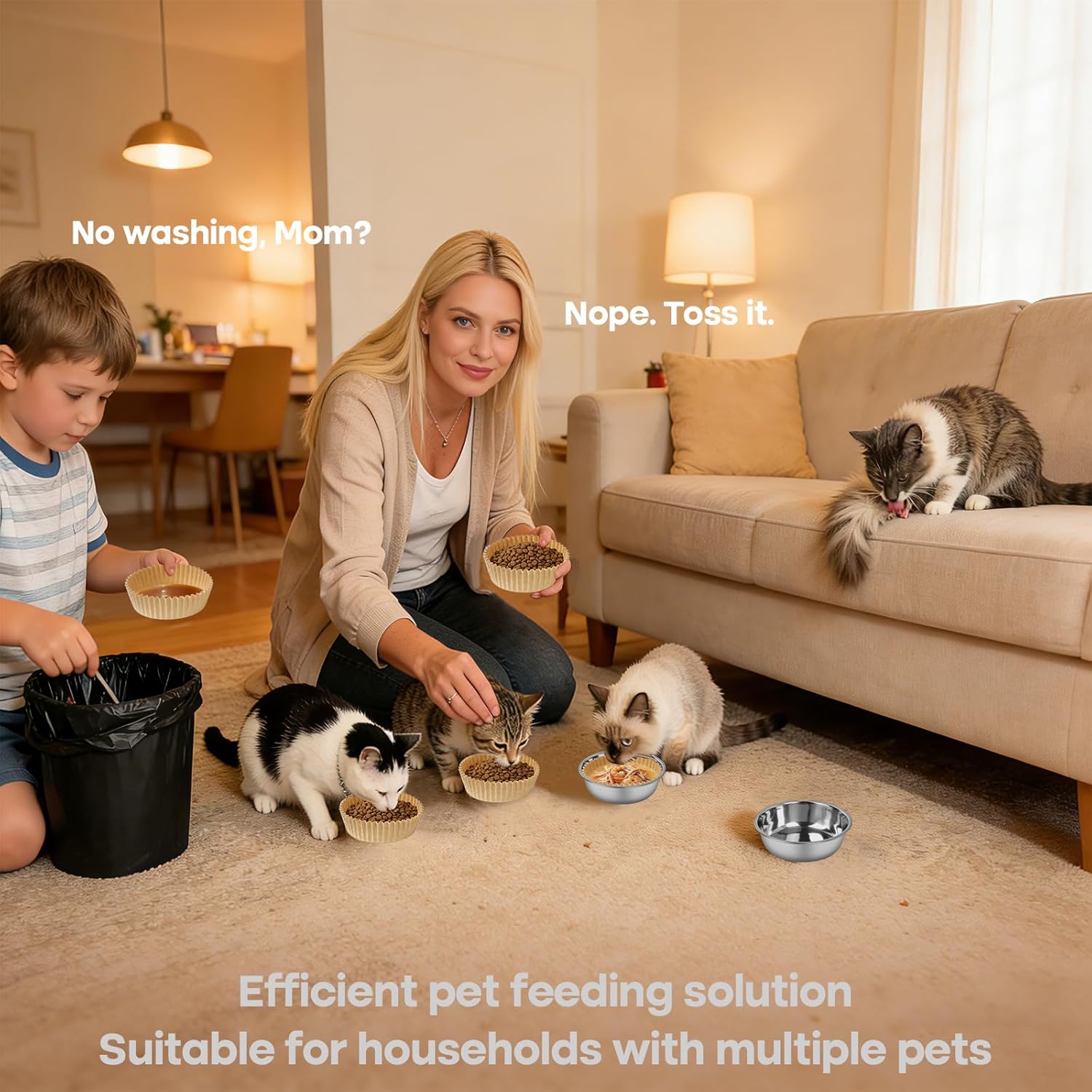 600 Pcs Disposable Cat Bowls Liners Bulk Disposable Cat Food Bowl Liners Disposable Pet Bowls Liners for Puppy Kitten Small Dogs Cats Small Paper Bowls Liners for Dry and Wet Food (Khaki)