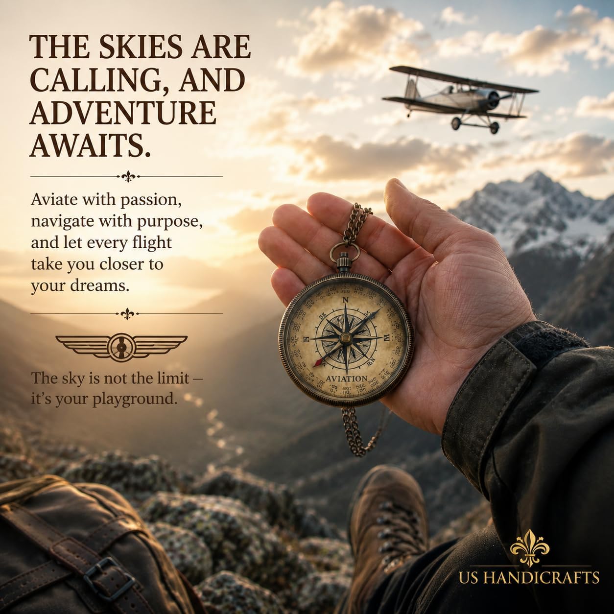 Handmade Brass Antique Compass with Wooden Case – Vintage Finish Functional Pocket Navigation Tool for Travel, Hiking & Gift (#5 - I Will Guide You - Antique Locket Compass) image 2