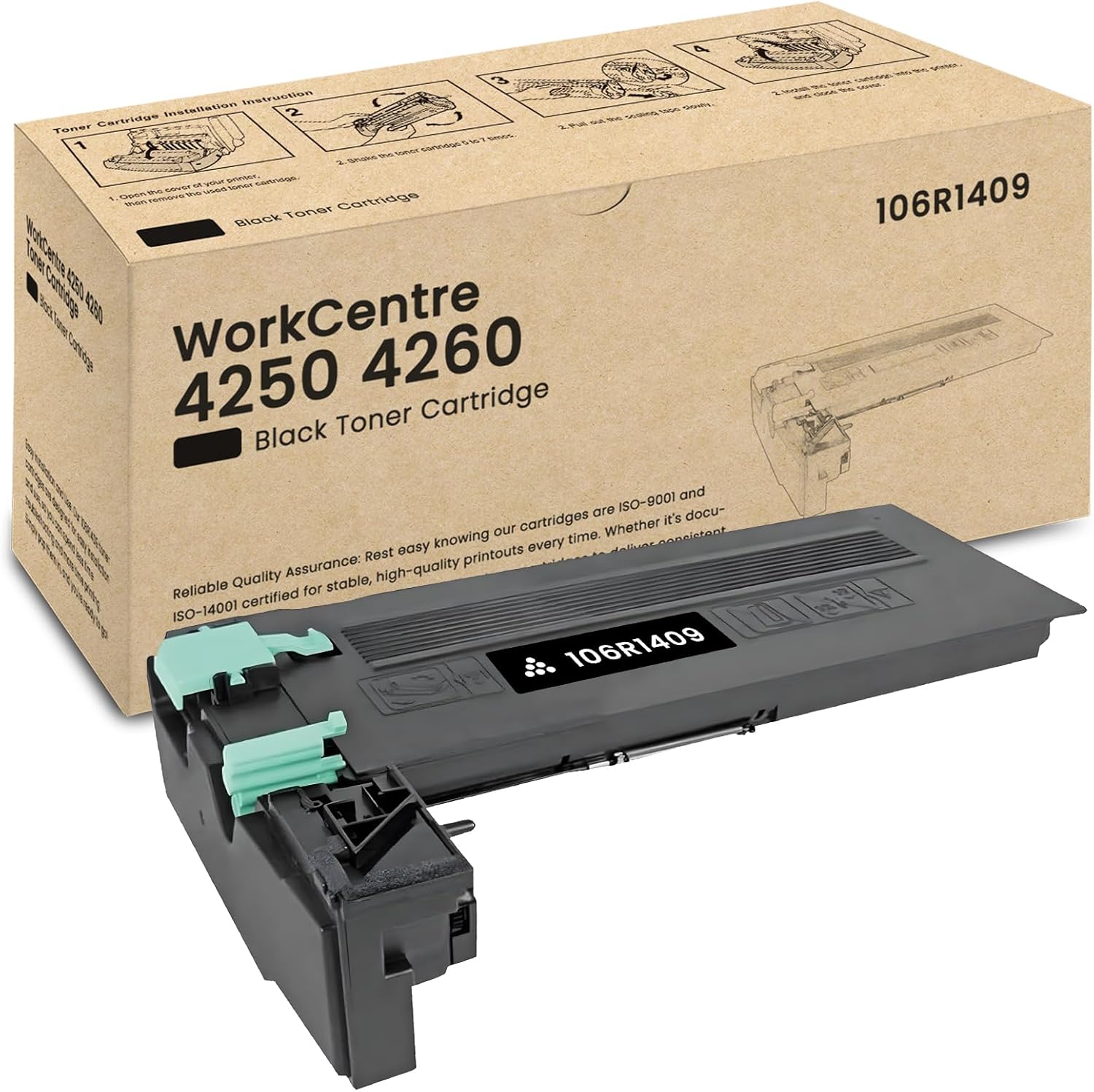 WorkCentre 4250 4260 Toner Cartridge High Yield 106R1409 Toner Cartridge Replacement for Xerox WorkCentre 4250 4250C 4250S 4250X 4250XF 4260 4260S 4260X 4260XF Printer Ink Black 1-Pack