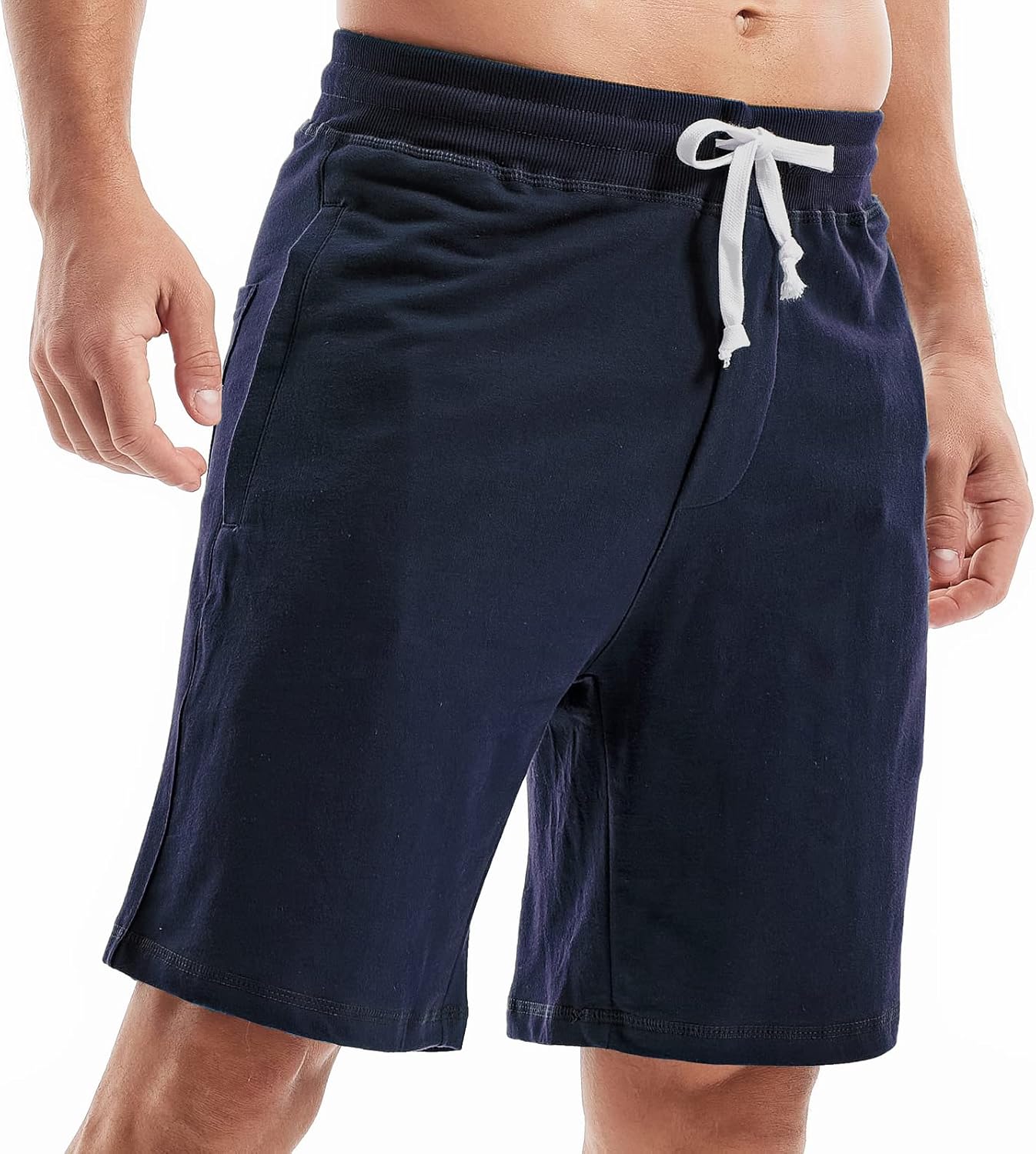 AMY COULEE Mens Casual Sweat Shorts Athletic Lounge Cotton Shorts with Zipper Pockets Elastic Waistband