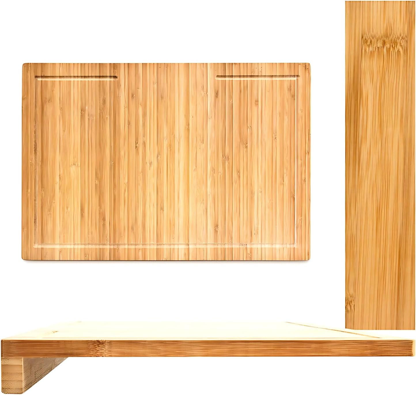 Bamboo Cutting Board with Counter Edge | Perfect for Vegetables, Fruits, Meats, and Cheeses | Measures 18-inches x 14-inches x 1-3/4-inches - Image 4