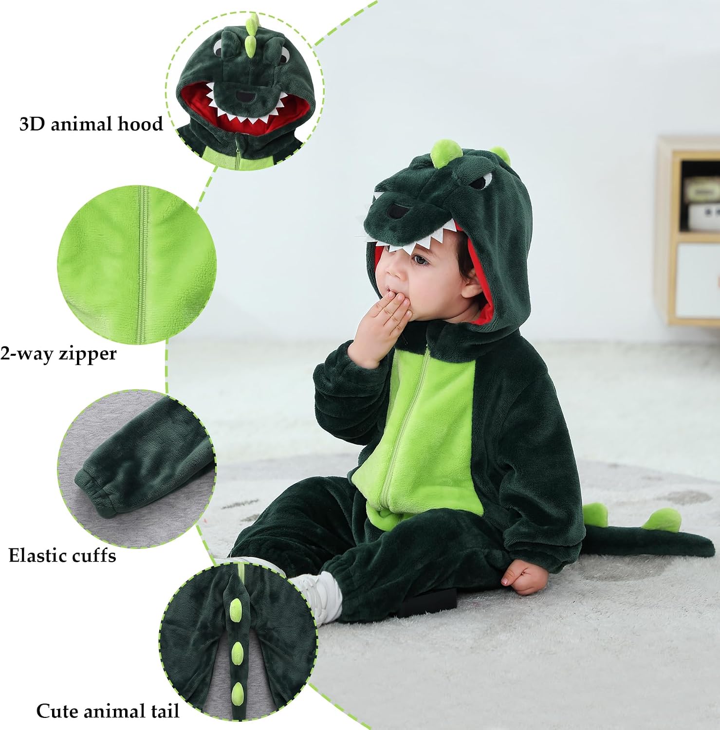 TONWHAR Unisex-Baby Animal Costume for Halloween & Playwear - Cartoon Hooded Romper Jumpsuit for Infants & Toddlers