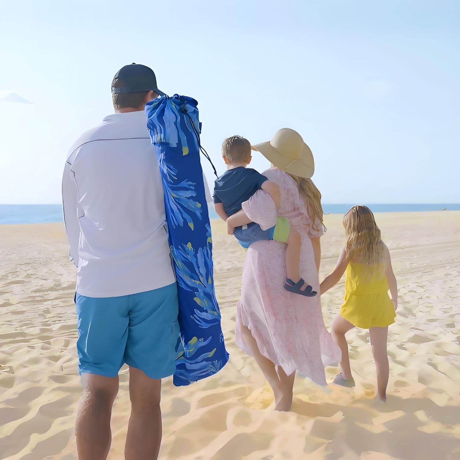 AMMSUN Beach Cabana, 6.2'×6.2' Beach Canopy, Easy Set up and Take Down, Cabana Tent with Sand Pockets, Instant Sun Shade with Side Wall, Coral Tropical
