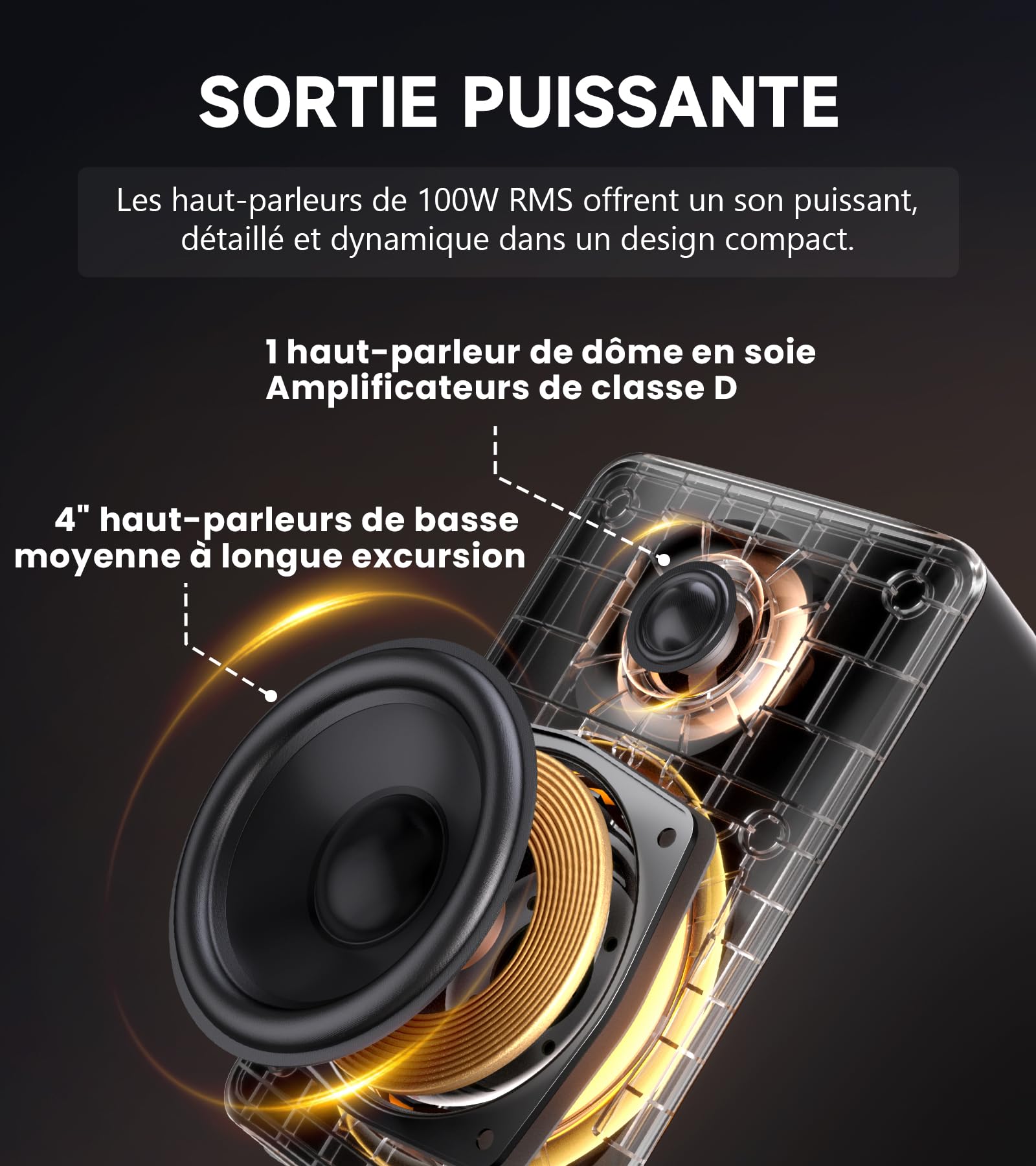 Edifier M90 Enceintes de bibliothèque, 100W RMS, Hi-Res Audio, LDAC, Bluetooth 6.0, HDMI eARC, Optique, USB-C, AUX, Sortie Caisson, télécommande-Noir