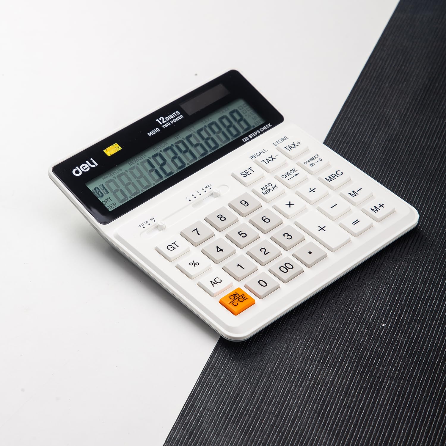 Deli EM01010 - Calculadora de 12 dígitos, color blanco
