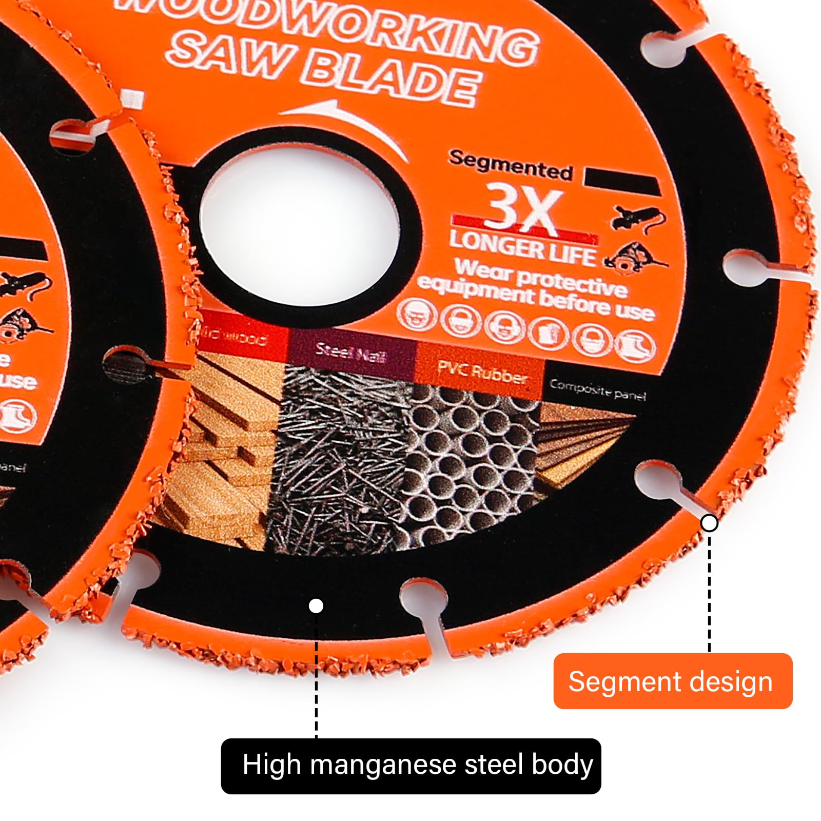 2 hojas de sierra de diamante de 115 mm para carpintería, madera maciza, clavos, PVC, aleación de aluminio duro, amoladora angular, hoja de sierra eléctrica, disco de dientes circulares