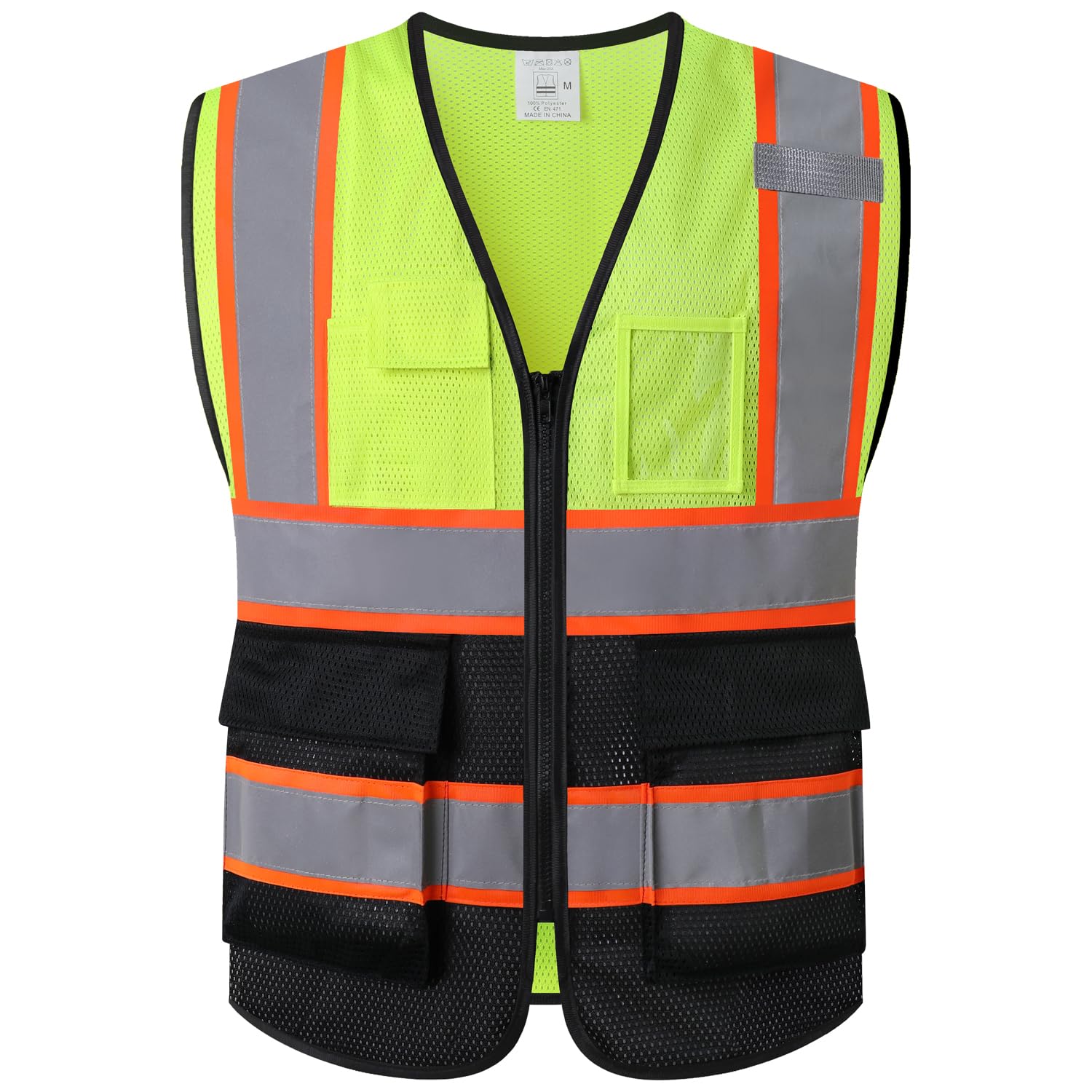 Ekkosafety Reflective Mesh Safety Vest for Men Women with 5 Pockets and Zipper Front High Visibility Mesh Vest Hi Vis Construction Work Vest,Meets