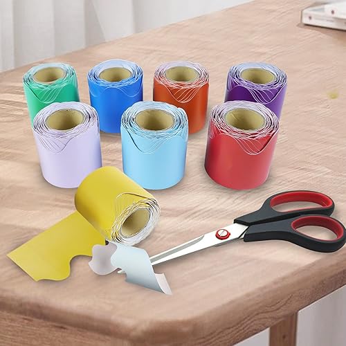 Miniatura 4 de 8 rollos de bordes coloridos de 264 pies para tablón de anuncios para el aula, tablero de anuncios festoneado, tablero de anuncios, tablero de