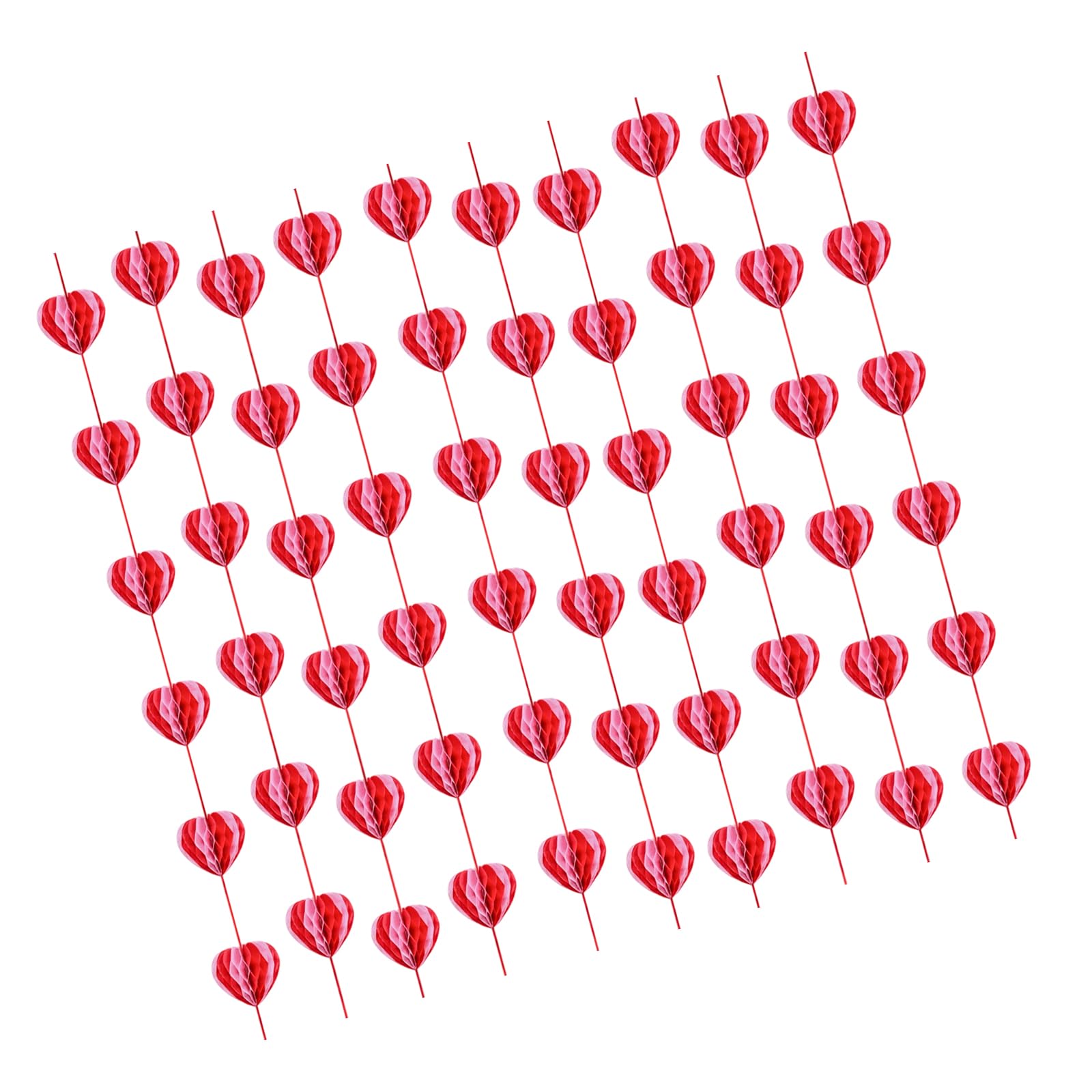 SHINLHUA Of 10 Expandable Heart Shaped Banners Garlands Decorative Honeys Comb Streamers for Backdrops Decoration Heart Garlands