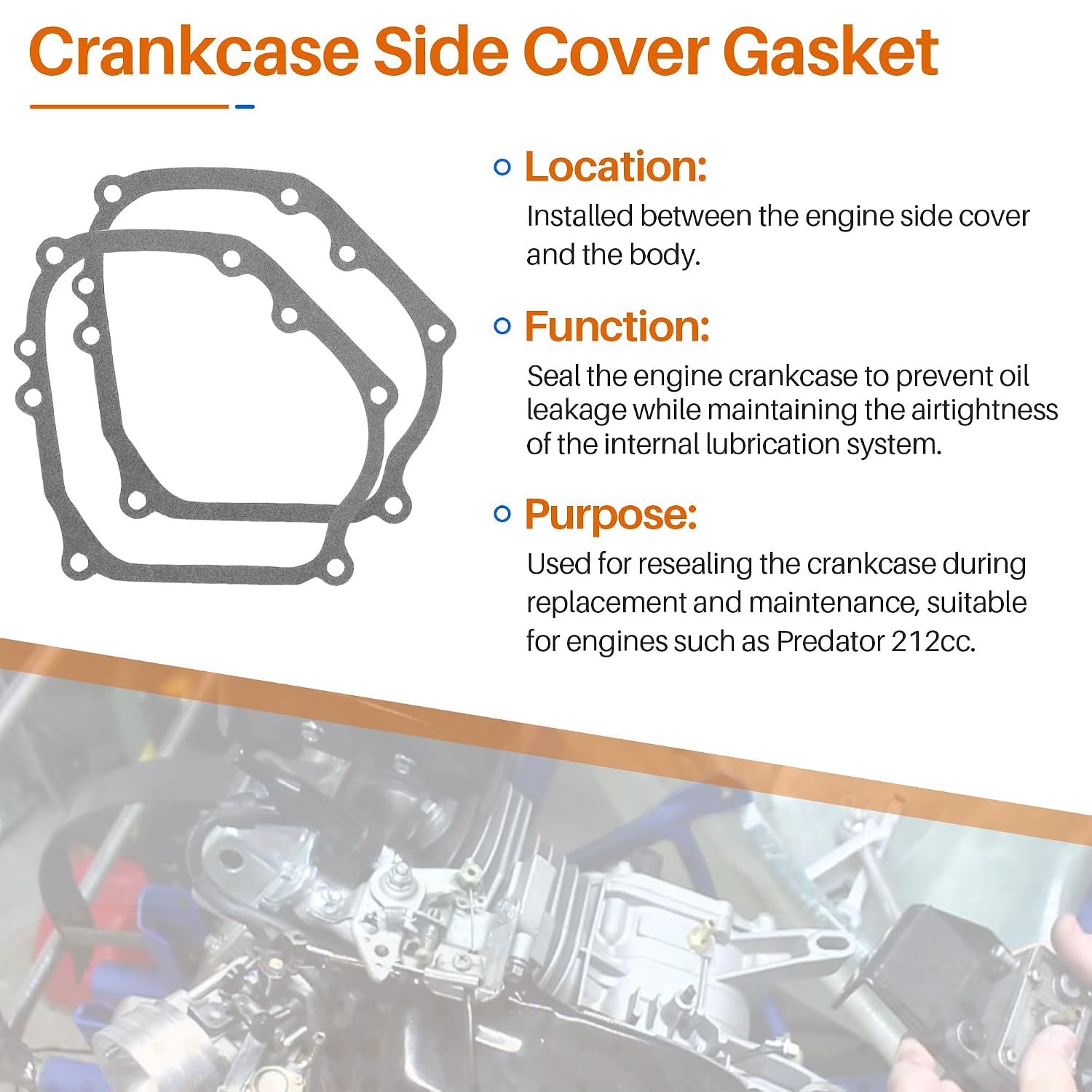 SUNJIKA Gasket Kit for Predator 212cc GX160 GX200 Engine,2 Sets