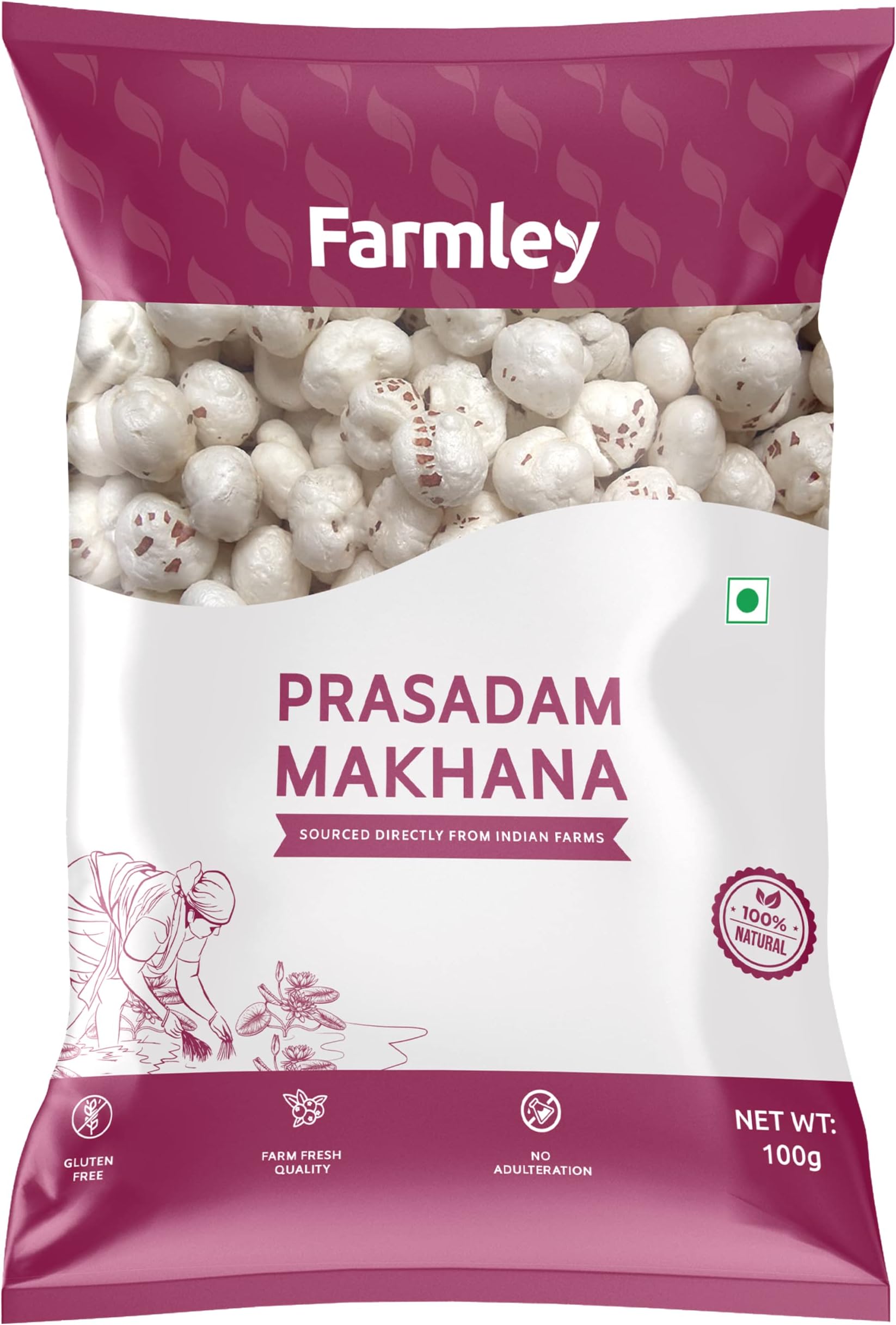 Farmley Prasadam Makhana, 100 g, Fit for Fasting | Foxnuts, Lotus Puffs | Rich in Calcium, Maintains Weight, Healthy Snacks