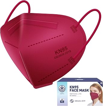 KN95 Red Face Mask 20PCS, 5-Ply Cup Dust Masks Filtration Efficiency 95% Individually Packaged Particulate Respirators Breathable Colour Adult Mask...
