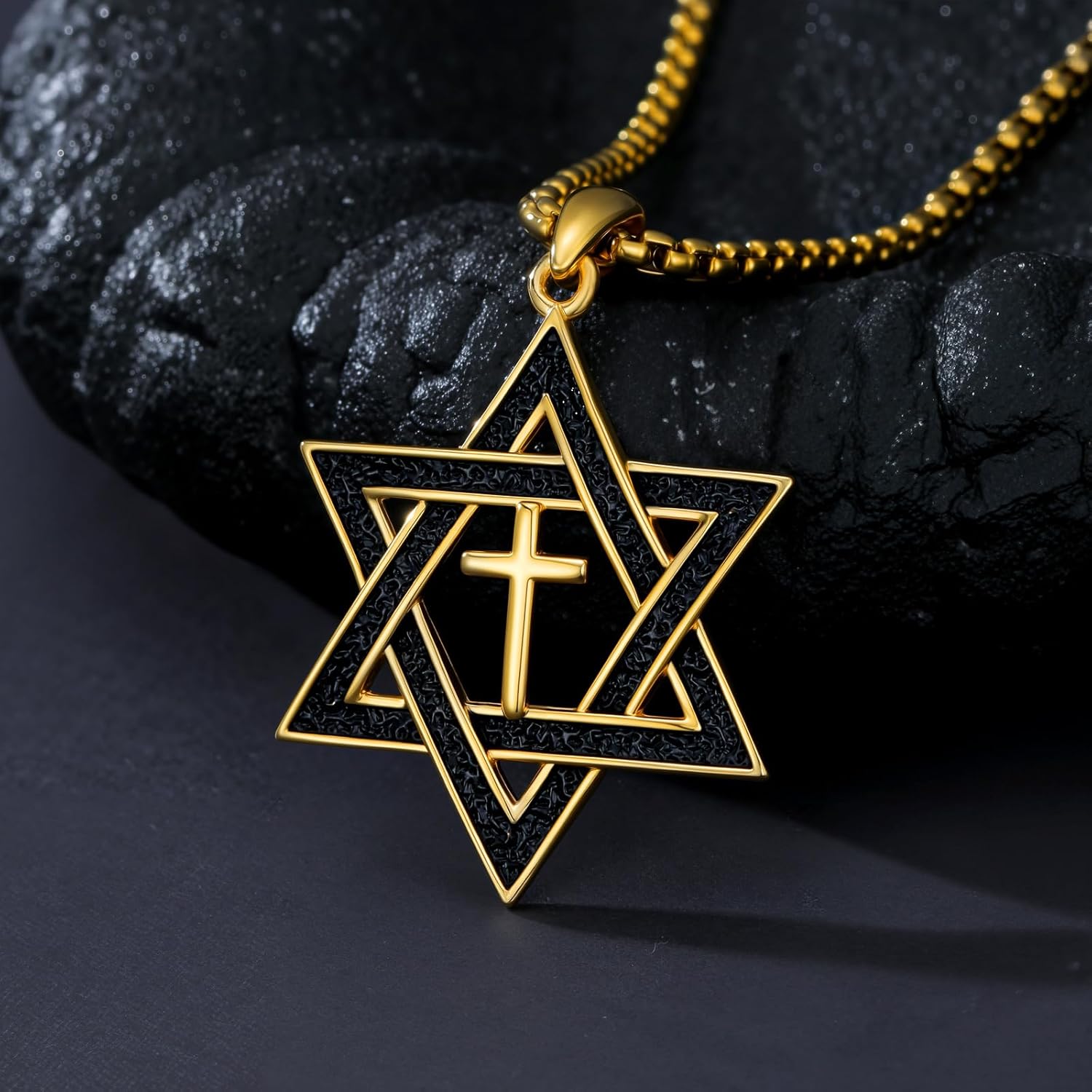 Gold Star of David Necklace for Men 925 Sterling Silver Star of David Cross/Lion/Tree of Life Pendant Jewish Jewelry Valentines Day Gifts for Men Women - Image 3