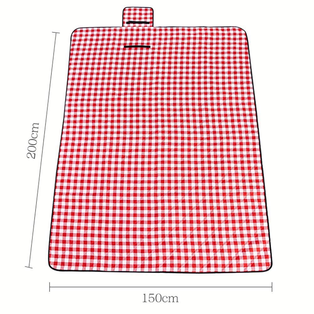 Coperta da Picnic Impermeabile, Spessa Grande Scacchi 150 X 200 Cm Stuoia Anti Sabbia Trapuntato Imbottito Pieghevole Lavabile Tappeto per Campeggio Spiaggia Viaggio Giardino (Rosso E Bianco)