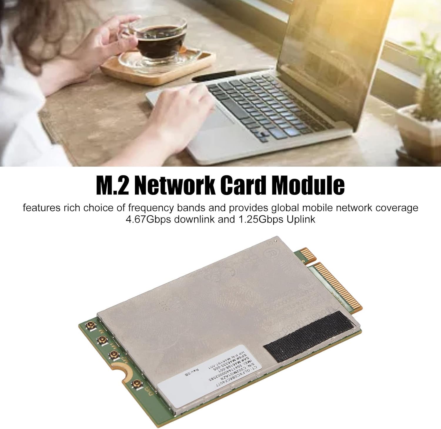 GOWENIC 5G LTE Network Card, Network Module, M.2 Network Card Module 4.67Gbps Downlink 1.25Gbps Uplink 4x4 MIMO GNSS FM350 GL Network Card for Laptop Desktop, GOWENICPCQ251OBTK