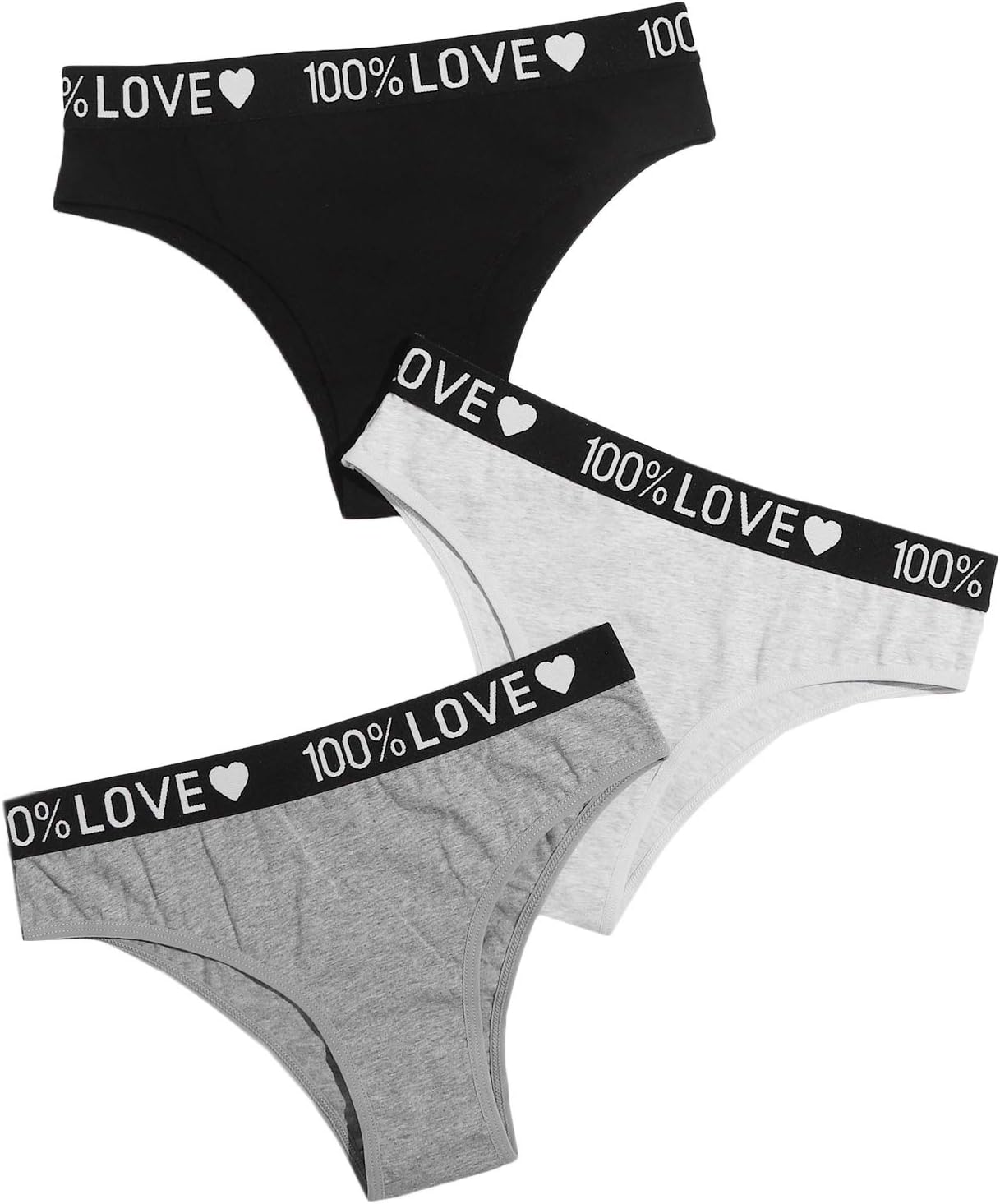 SHEIN Women's 3packs Letter Tape Underpants Briefs Soft Underwear Panty