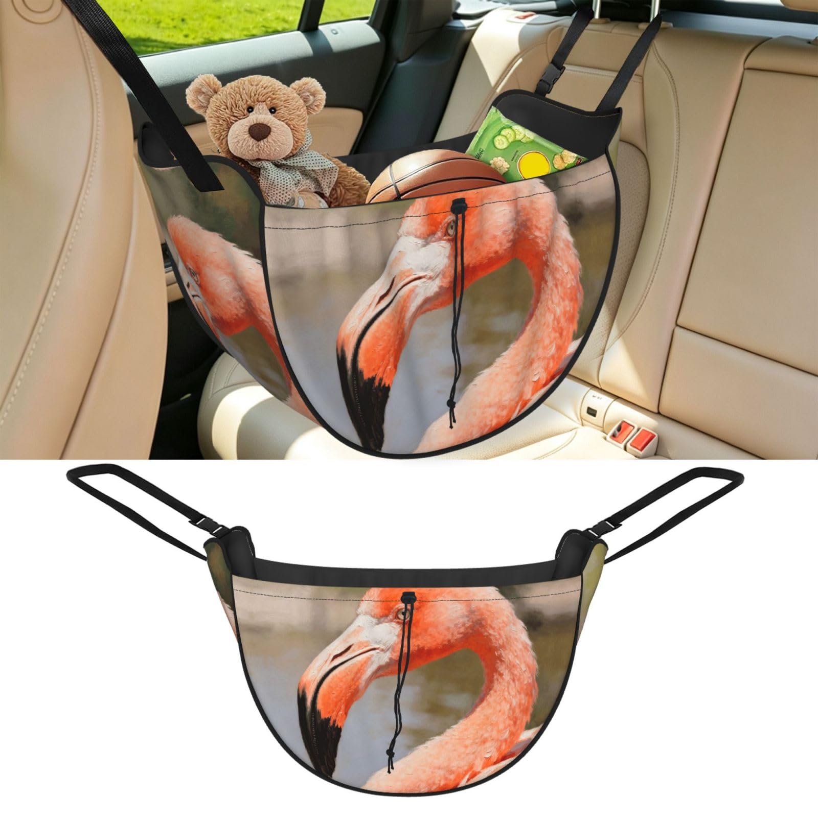Cntdbu Black Flamingo Close-Up Car Seat Organizer-Backseat Storage Bag For Travel